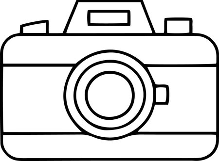 Black line Camera icon isolated on white background. Vector Illustration.のイラスト素材