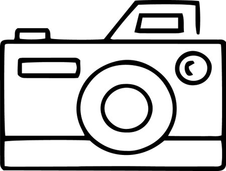 Black line Photo camera icon isolated on white background. Vector Illustrationのイラスト素材