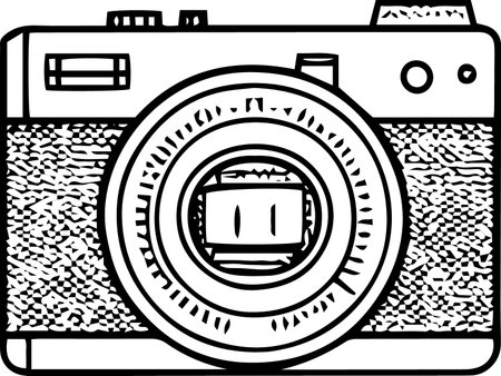Illustration of a retro camera. Vector illustration ready for vinyl cutting.のイラスト素材