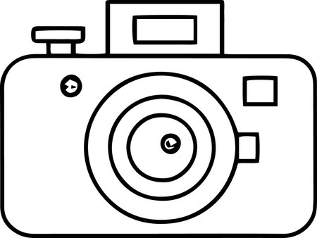 Black line Photo camera icon isolated on white background. Vector Illustrationのイラスト素材