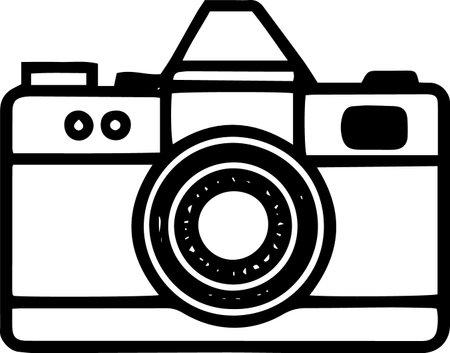 Black line Photo camera icon isolated on white background. Vector Illustrationのイラスト素材
