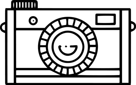Smiling Camera Icon Isolated on White Background. Vector Illustration