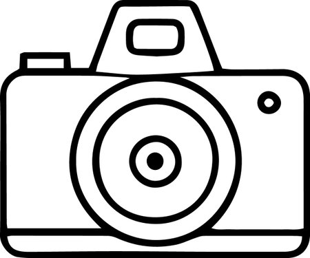 Black line Photo camera icon isolated on white background. Vector Illustrationのイラスト素材