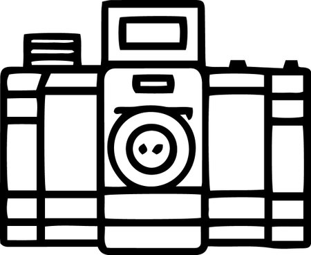 Black line Photo camera icon isolated on white background. Vector Illustrationのイラスト素材
