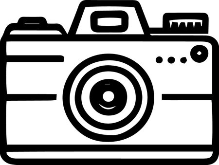 Black line Photo camera icon isolated on white background. Foto camera icon. Vector Illustrationのイラスト素材
