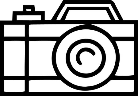 Black line Photo camera icon isolated on white background. Foto camera icon. Vector Illustrationのイラスト素材