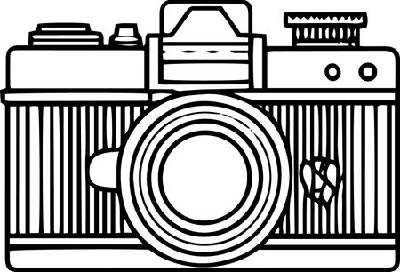 Retro Camera on a white background.Vector illustration ready for vinyl cutting.のイラスト素材