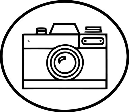 Black and white Camera icon isolated on white background. Vector Illustrationのイラスト素材