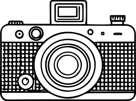 Illustration of a retro camera on a white background, vector illustrationのイラスト素材