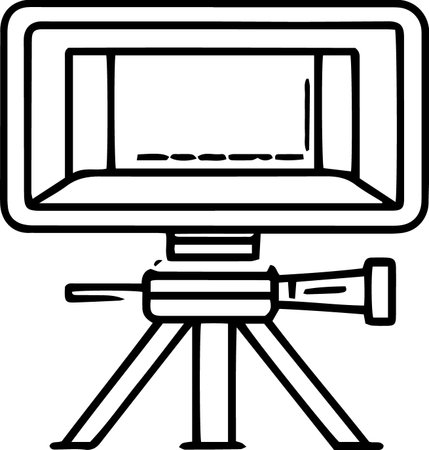 Tv camera on tripod icon isolated on white background. Vector illustrationのイラスト素材