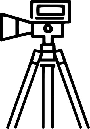 Video camera on tripod icon isolated on white background. Vector Illustrationのイラスト素材