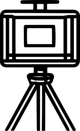 Video camera on tripod icon isolated on white background. Vector Illustrationのイラスト素材