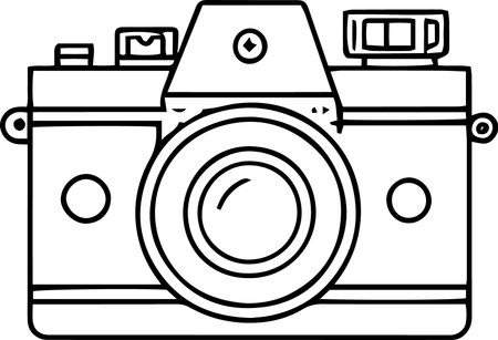 A picture of a retro camera on a white background. Vector illustrationのイラスト素材