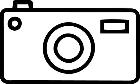 Black line Photo camera icon isolated on white background. Foto camera icon. Vector Illustrationのイラスト素材