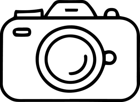 Black line Photo camera icon isolated on white background. Foto camera icon. Vector Illustrationのイラスト素材