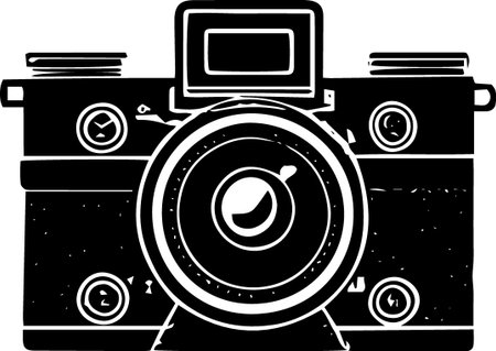 Retro Camera.Vector illustration ready for vinyl cutting.Isolated on white background.のイラスト素材