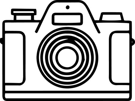 Black line Photo camera icon isolated on white background. Vector Illustrationのイラスト素材