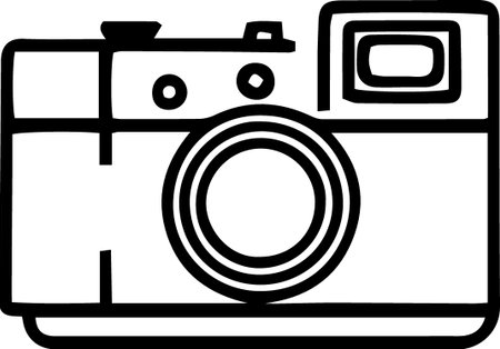 Black line Photo camera icon isolated on white background. Vector Illustrationのイラスト素材