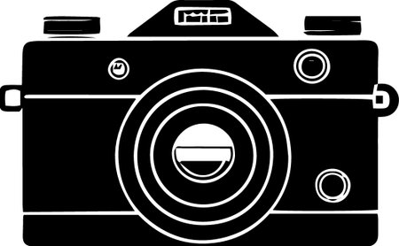 Illustration of a retro camera isolated on a white background - vectorのイラスト素材