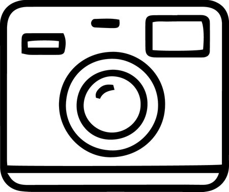 Camera icon black and white isolated on white background. Vector Illustrationのイラスト素材