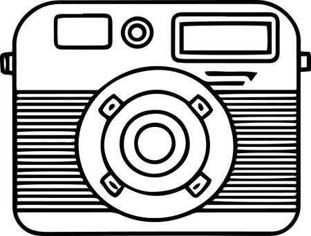Retro Camera Icon Isolated on White Background. Vector Illustrationのイラスト素材