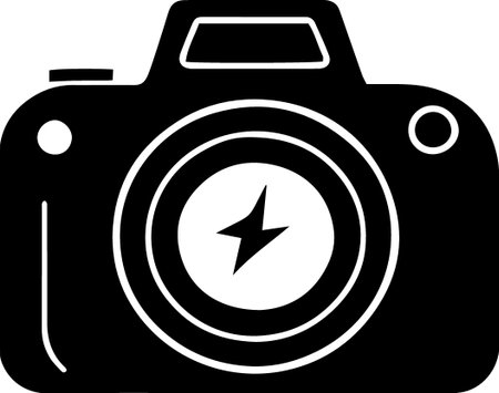 Black Photo camera icon isolated on white background. Foto camera icon. Vector Illustrationのイラスト素材
