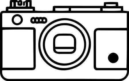 Black line Photo camera icon isolated on white background. Foto camera icon. Vector Illustrationのイラスト素材