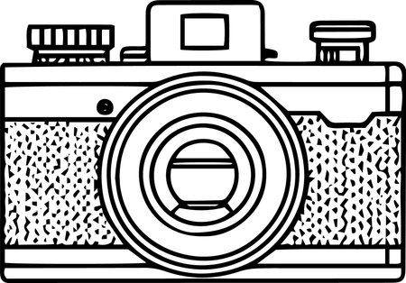 Retro Camera on a white background. Vector illustration ready for vinyl cuttingのイラスト素材