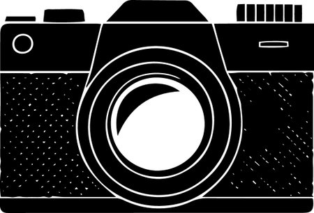 Vector illustration of a retro camera on a white background in black and whiteのイラスト素材
