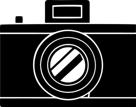 Black line Photo camera icon isolated on white background. Vector Illustrationのイラスト素材