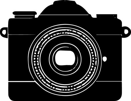 Retro Camera Silhouette. Vector Illustration Isolated on White Backgroundのイラスト素材