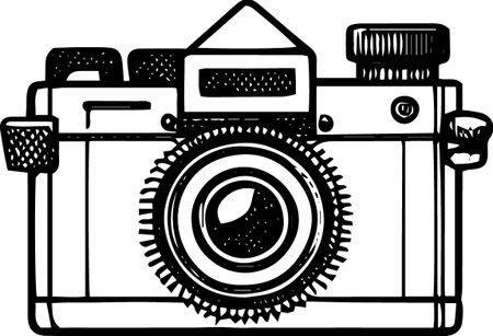 Vintage Camera on a white background.Vector illustration ready for vinyl cutting.のイラスト素材
