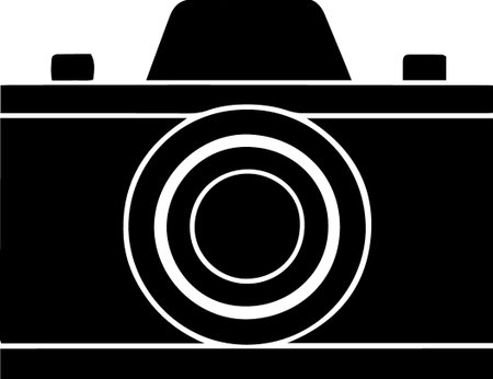 Black line Photo camera icon isolated on white background. Foto camera icon. Vector Illustrationのイラスト素材