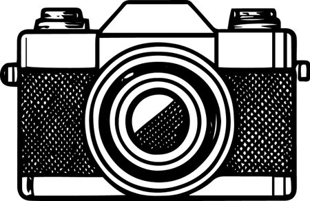 Retro Camera on a white background.Vector illustration ready for vinyl cutting.のイラスト素材