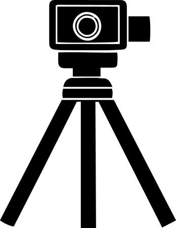 Camera on tripod icon isolated on white background. Vector Illustration.のイラスト素材