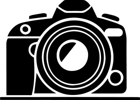 Black Photo camera icon isolated on white background. Vector Illustration.のイラスト素材