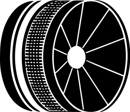 Tire wheel.Vector illustration ready for vinyl cutting or t-shirt printing.のイラスト素材