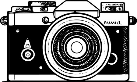 Vintage Camera on a white background.Vector illustration ready for vinyl cutting.のイラスト素材