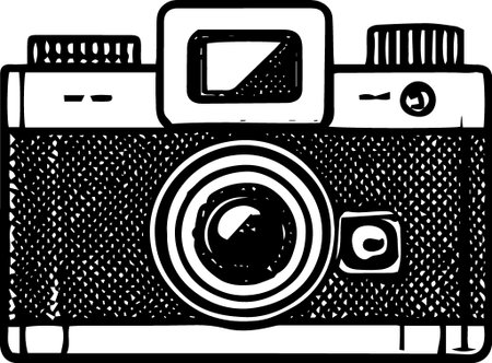 Retro Camera on a white background.Vector illustration ready for vinyl cutting.のイラスト素材