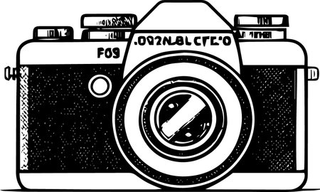 Vintage Camera.Black and White.Vector illustration ready for vinyl cutting.のイラスト素材