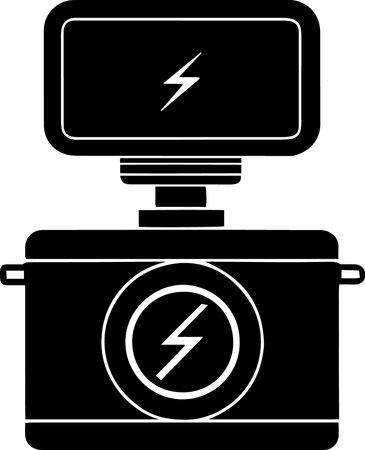 Photo camera with flash. Vector illustration isolated on a white background.のイラスト素材