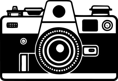 Retro Camera Icon Isolated on White Background. Vector Illustration
