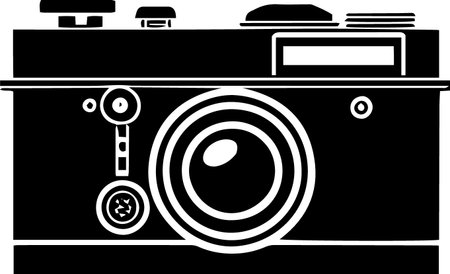 Black Camera Icon Isolated on white background. Vector Illustration.のイラスト素材