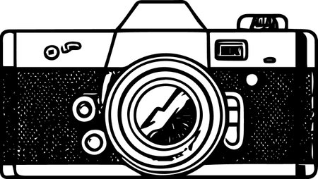 Vintage Camera on a white background.Vector illustration ready for vinyl cutting.のイラスト素材