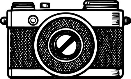 Retro Camera with No Sign.Vector illustration ready for vinyl cutting.のイラスト素材