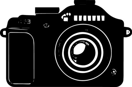 Camera.Vector illustration.Black and white.Vector illustration ready for vinyl cutting.のイラスト素材