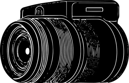 Digital camera.Vector illustration ready for vinyl cutting and tattooing.のイラスト素材