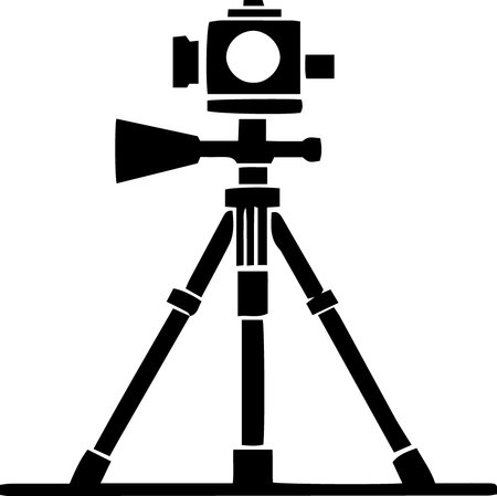 Camera tripod black silhouette isolated on a white background. Vector illustration.のイラスト素材