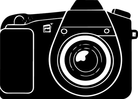 illustration of a camera in black on a white background, vector illustrationのイラスト素材