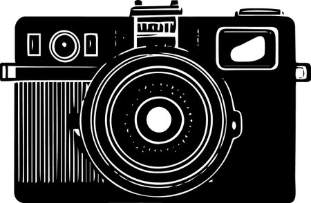Retro Camera on a white background.Vector illustration ready for vinyl cutting.のイラスト素材